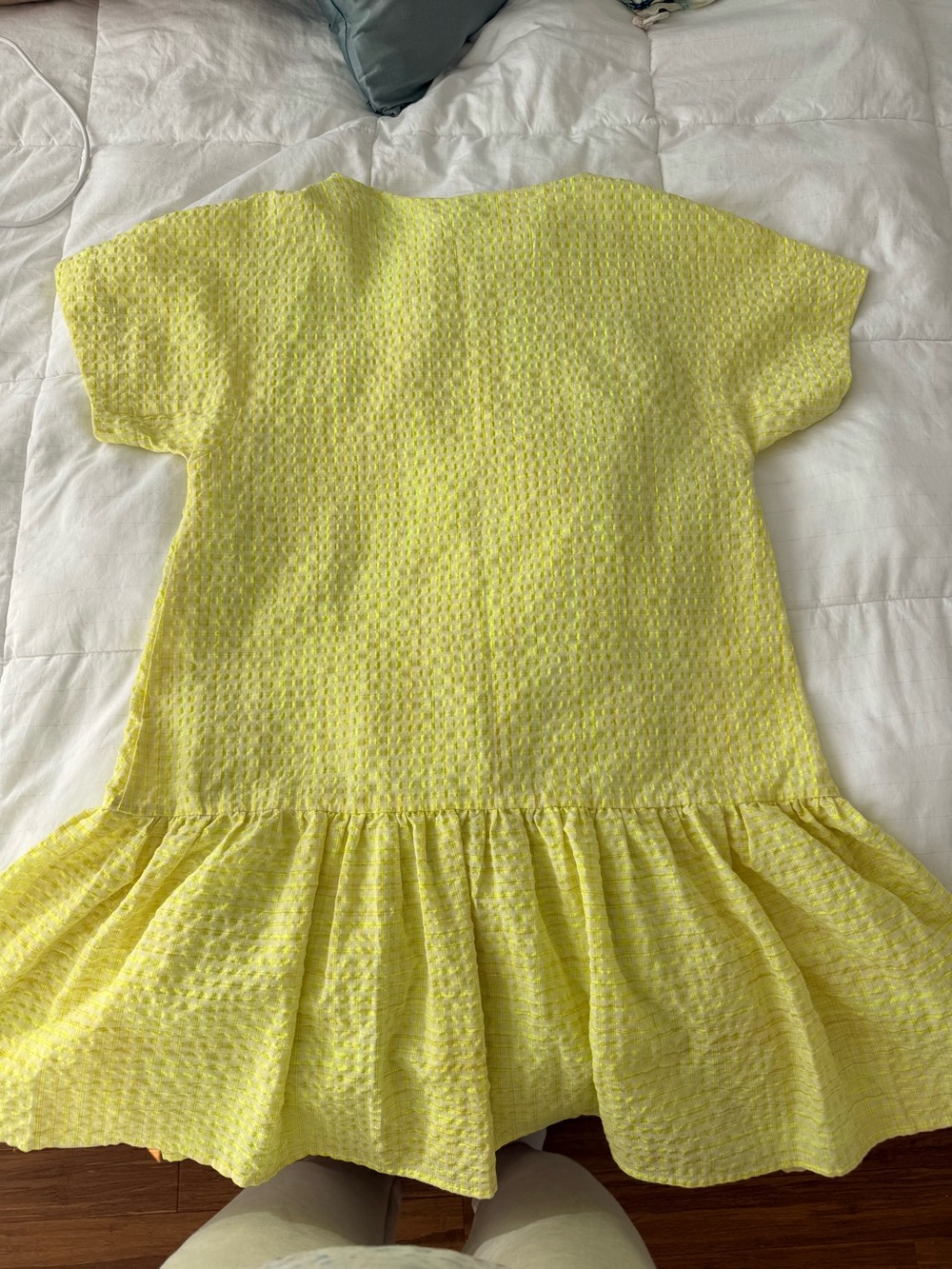 Corey Lynn Calter Yellow Textured Drop-Waist Dress - Picture 8 of 11